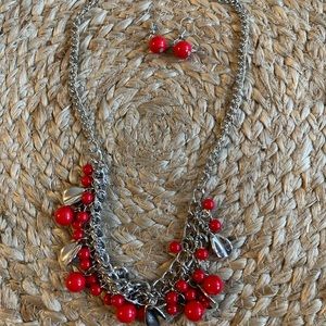 Brand new red and silver necklace